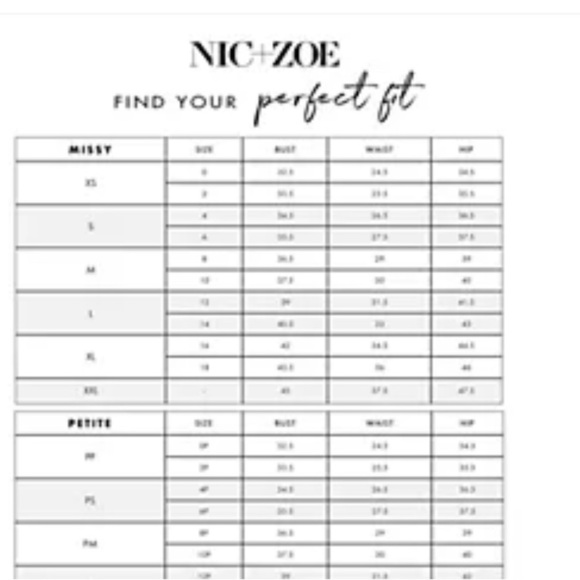 NIC+ZOE Size Chart Guide - Picture 3 of 10